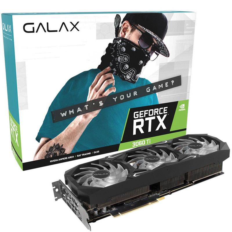美品 GALAKURO NVIDIA GeForce RTX 3060 Ti Placa de Vídeo Galax GeForce RTX 3060 TI SG 1-Click OC Plus LHR
